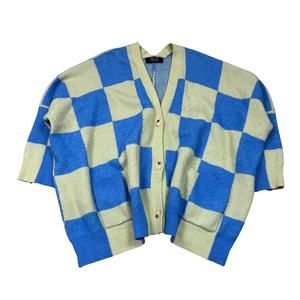 Dressed in LALA Blue and Green Checkered Cardigan